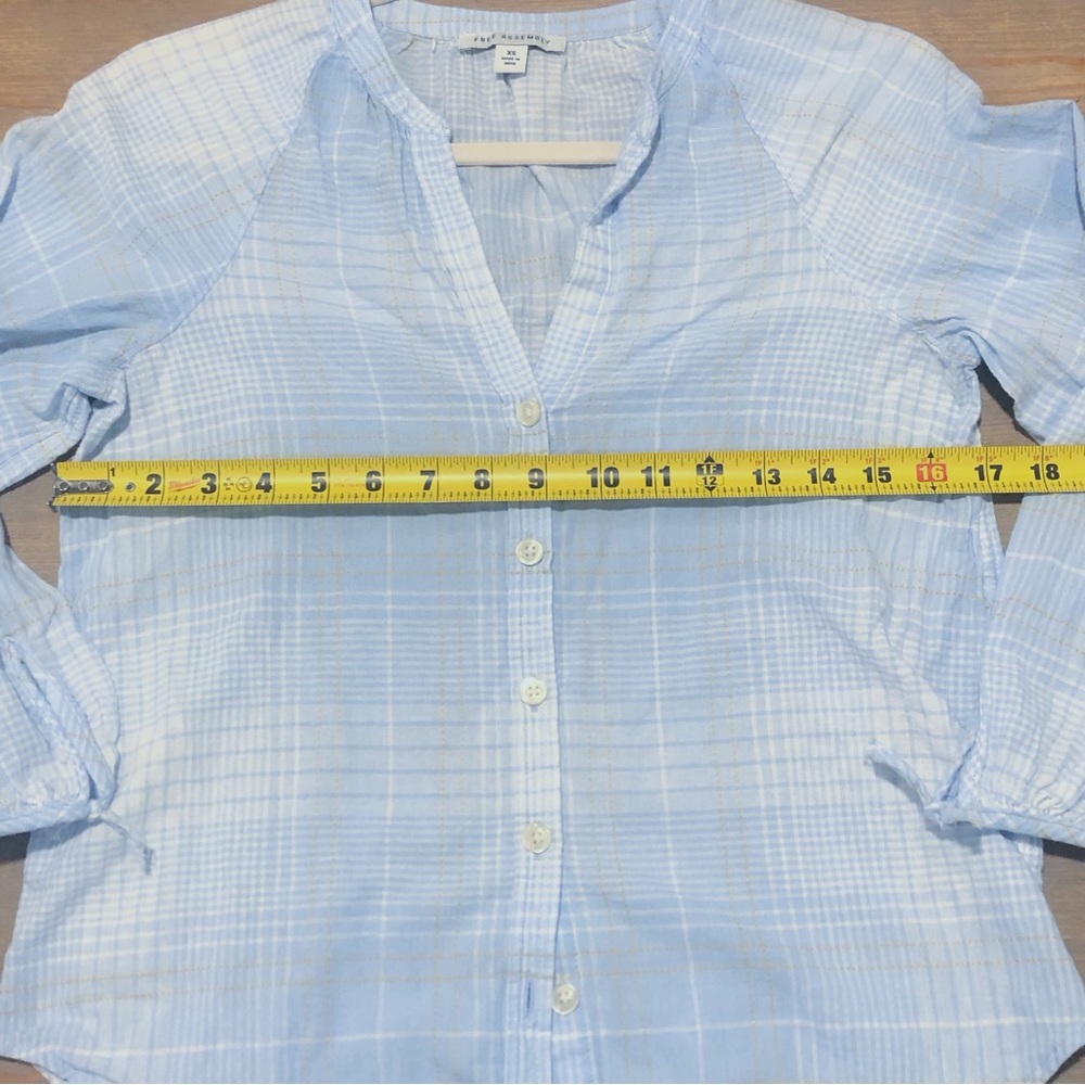 Free Assembly light blue plaid button down blouse - Picture 6 of 11